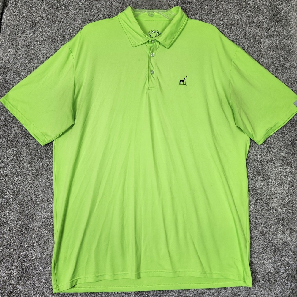 Proud 90 Polo Shirt Mens 2XL Neon Green Golf Performance Stretch Lightweight